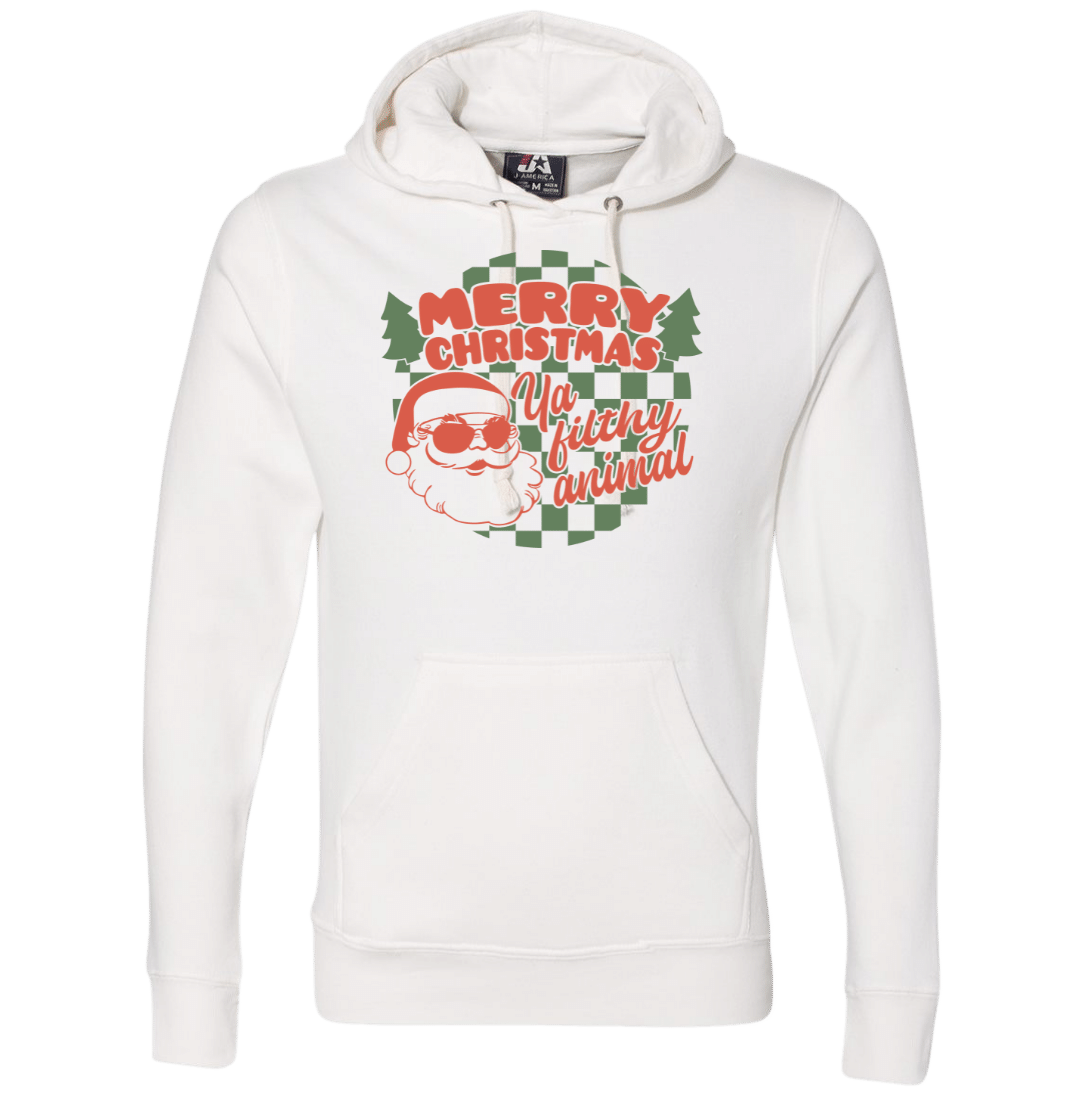 Merry Christmas Ya Filthy Animal Dressing Festive hoodie white