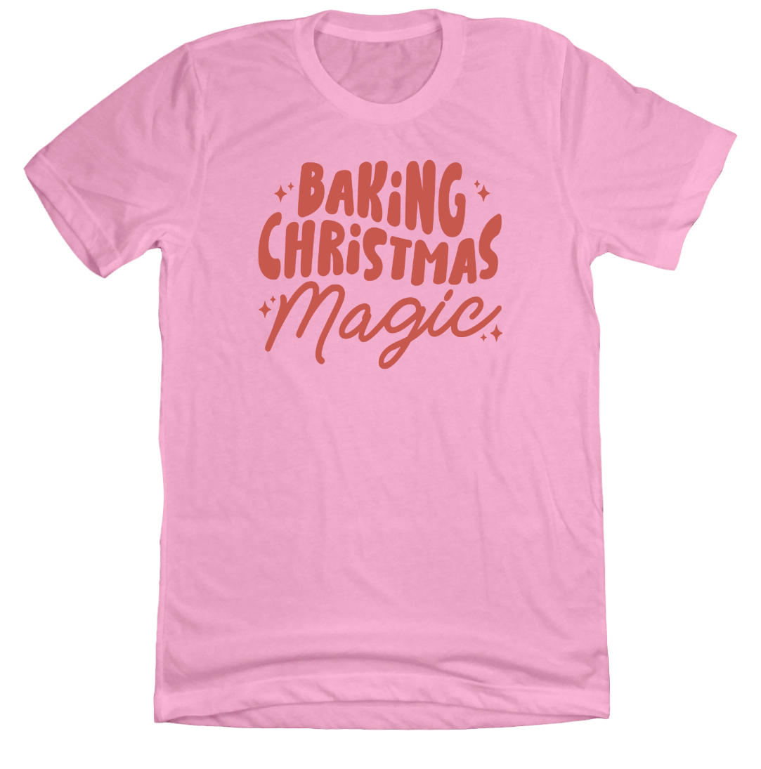 Baking Christmas Magic Dressing Festive Pink T-shirt