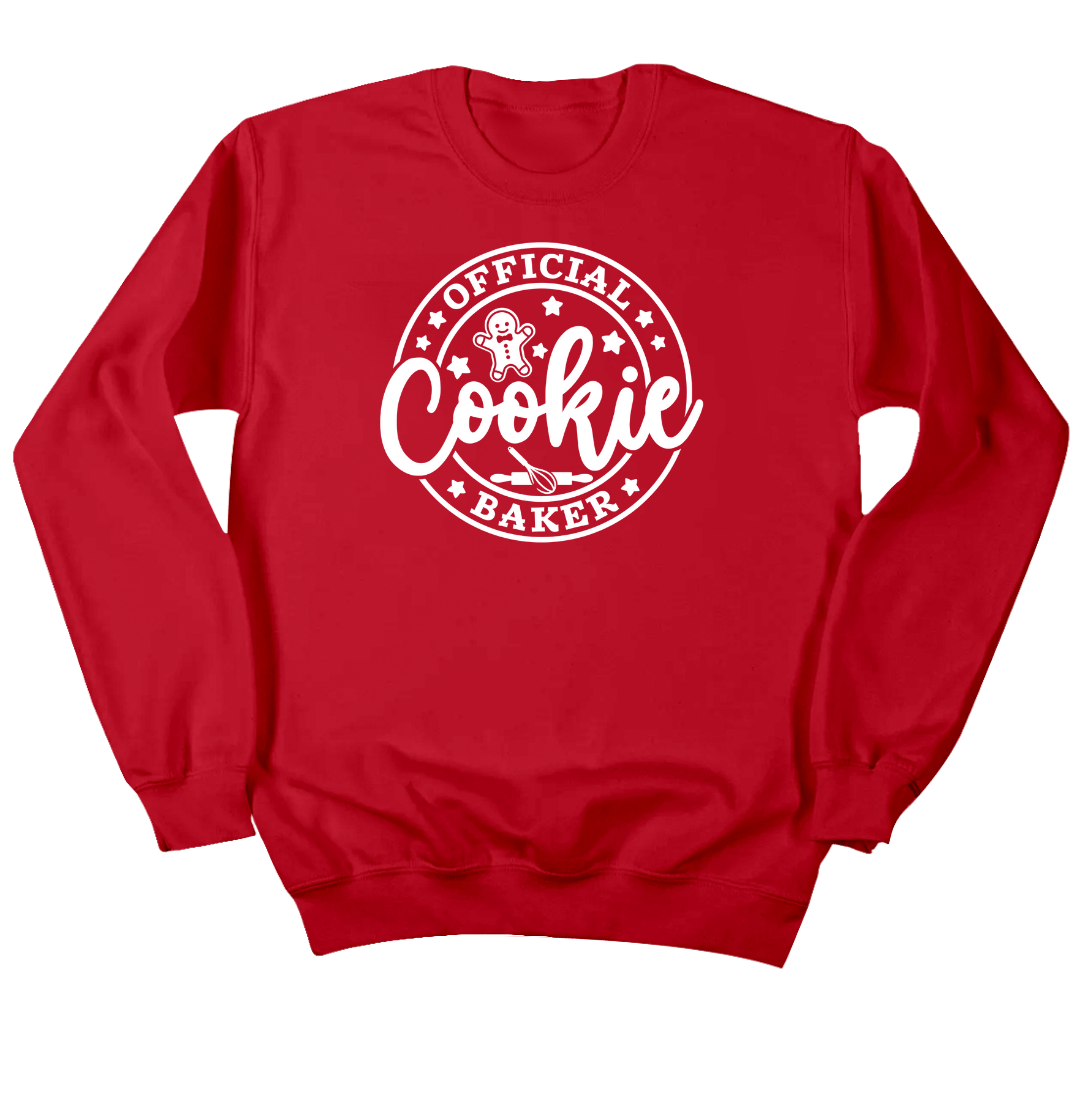 Official Cookie Baker Dressing Festive red crewneck