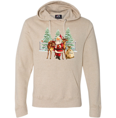 Santa With His Reindeer Dressing Festive oatmeal Hoodie