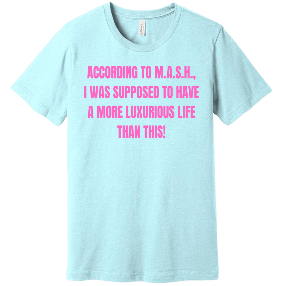 According to MASH Dressing Festive Light Blue T-shirt