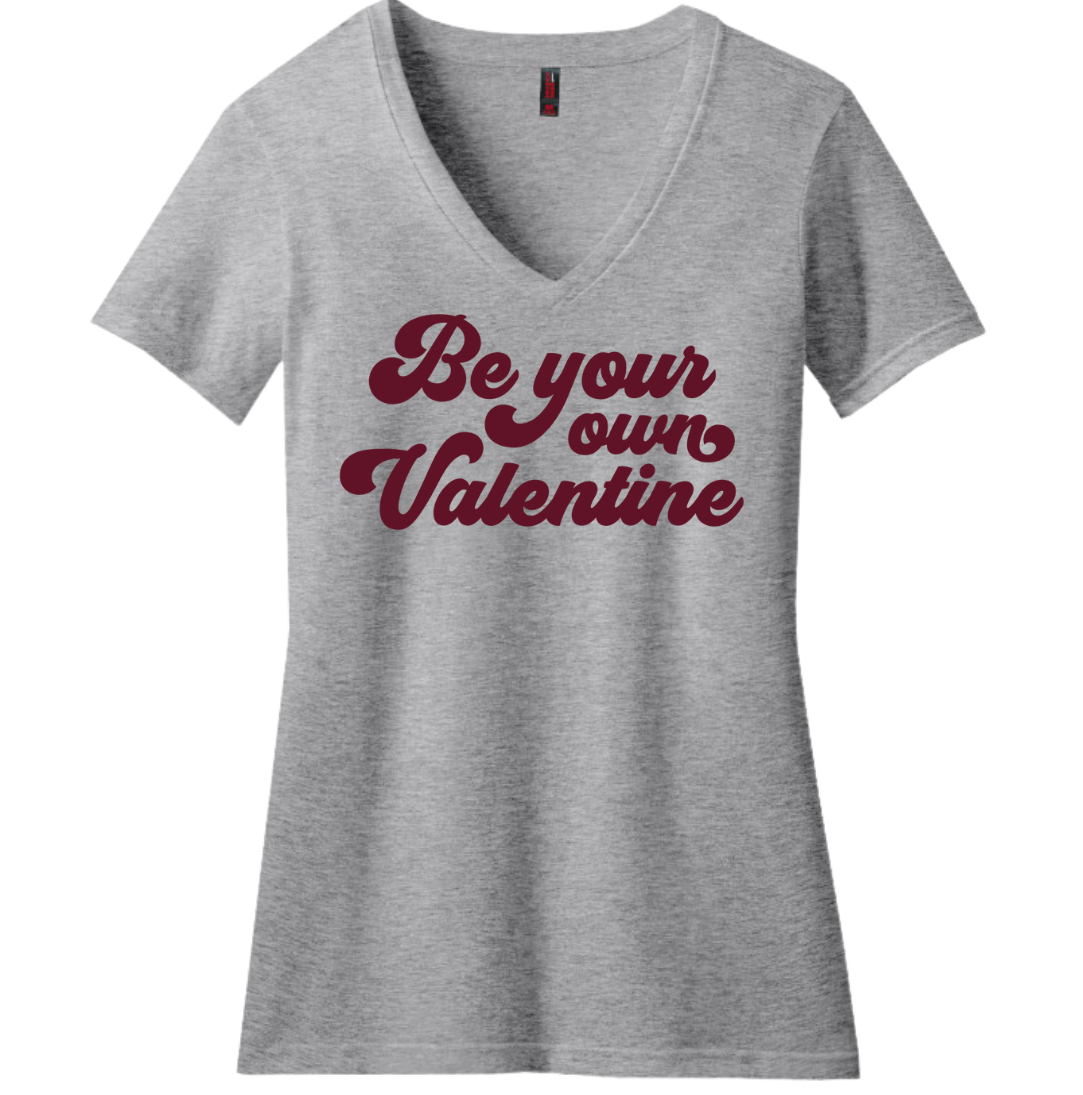 Be Your Own Valentine grey V-neck