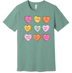 Conversation Hearts Dressing Festive Dusty Blue T-shirt