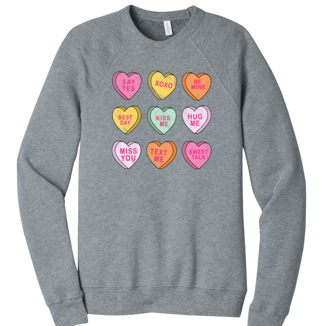 Conversation Hearts Dressing Festive grey Crewneck