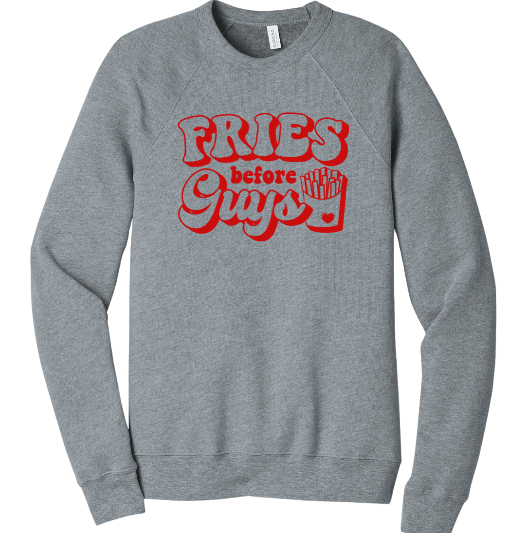 Fries Before Guys Dressing Festive grey crewneck