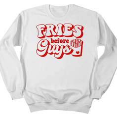 Fries Before Guys Dressing Festive white crewneck