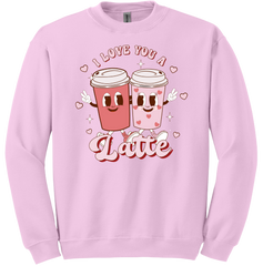 I Love You a Latte Animated Cups Dressing Festive crewneck pink