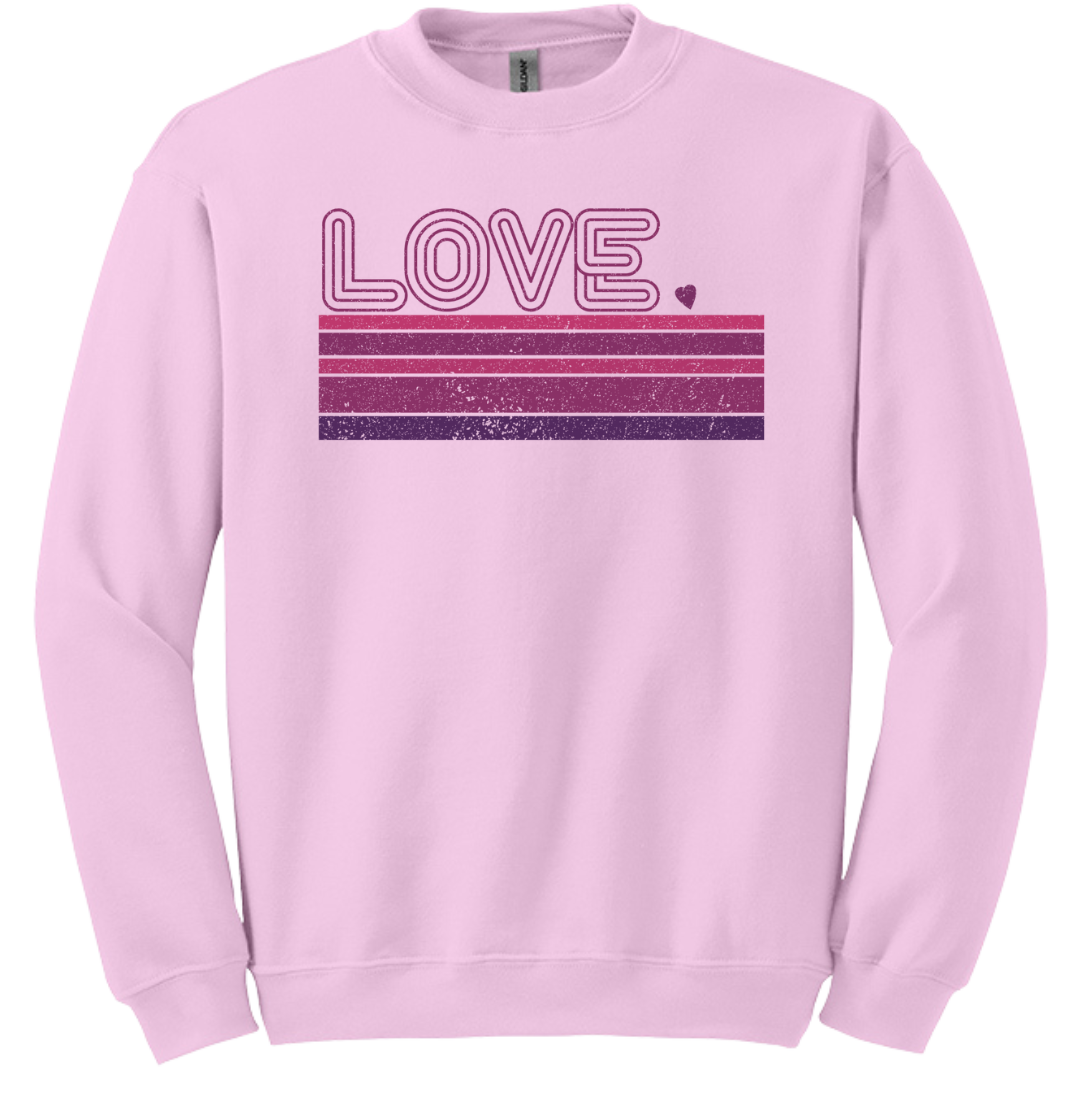 Love Stripe Dressing Festive Pink Crewneck