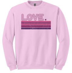 Love Stripe Dressing Festive Pink Crewneck
