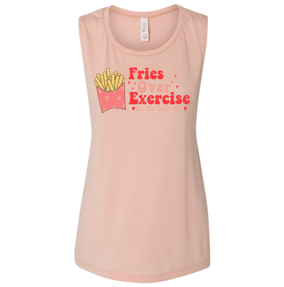 Fries Over Exercise Dressing Festive Pink Tank