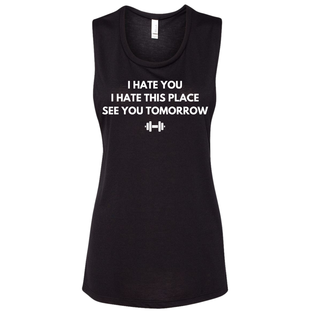 Hate This Place See You Tomorrow Dressing Festive black tank