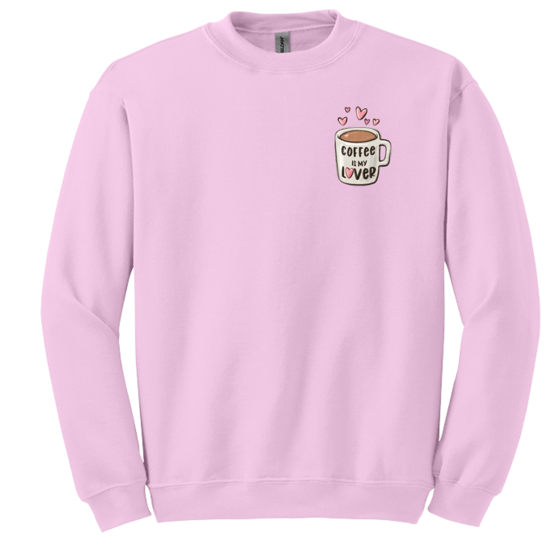 Coffee is my Lover Dressing Festive  pink crew