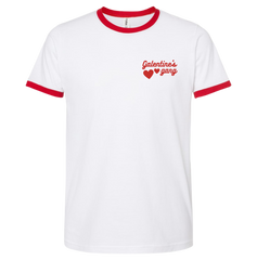 Galentine's Gang Dressing Festive red ringer white tee