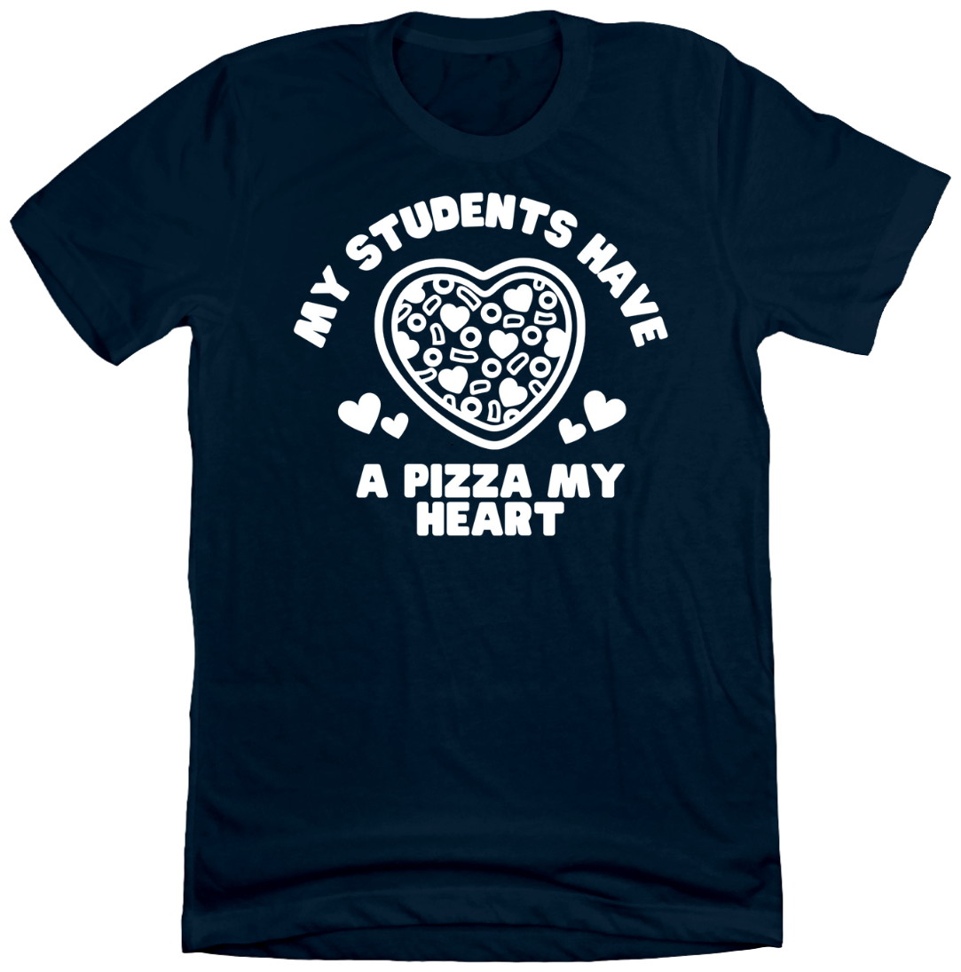 Students Pizza My Heart Dressing Festive navy tee