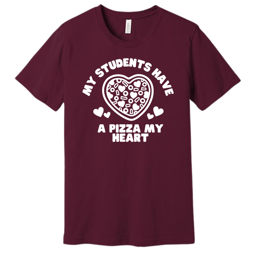 Students Pizza My Heart Dressing Festive maroon tee