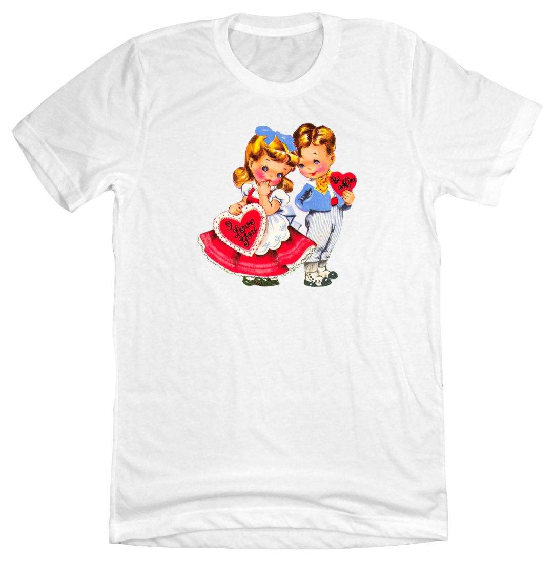 Retro Valentine Boy and Girl Dressing Festive white tee