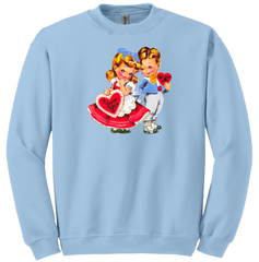 Retro Valentine Boy and Girl Dressing Festive light blue tee