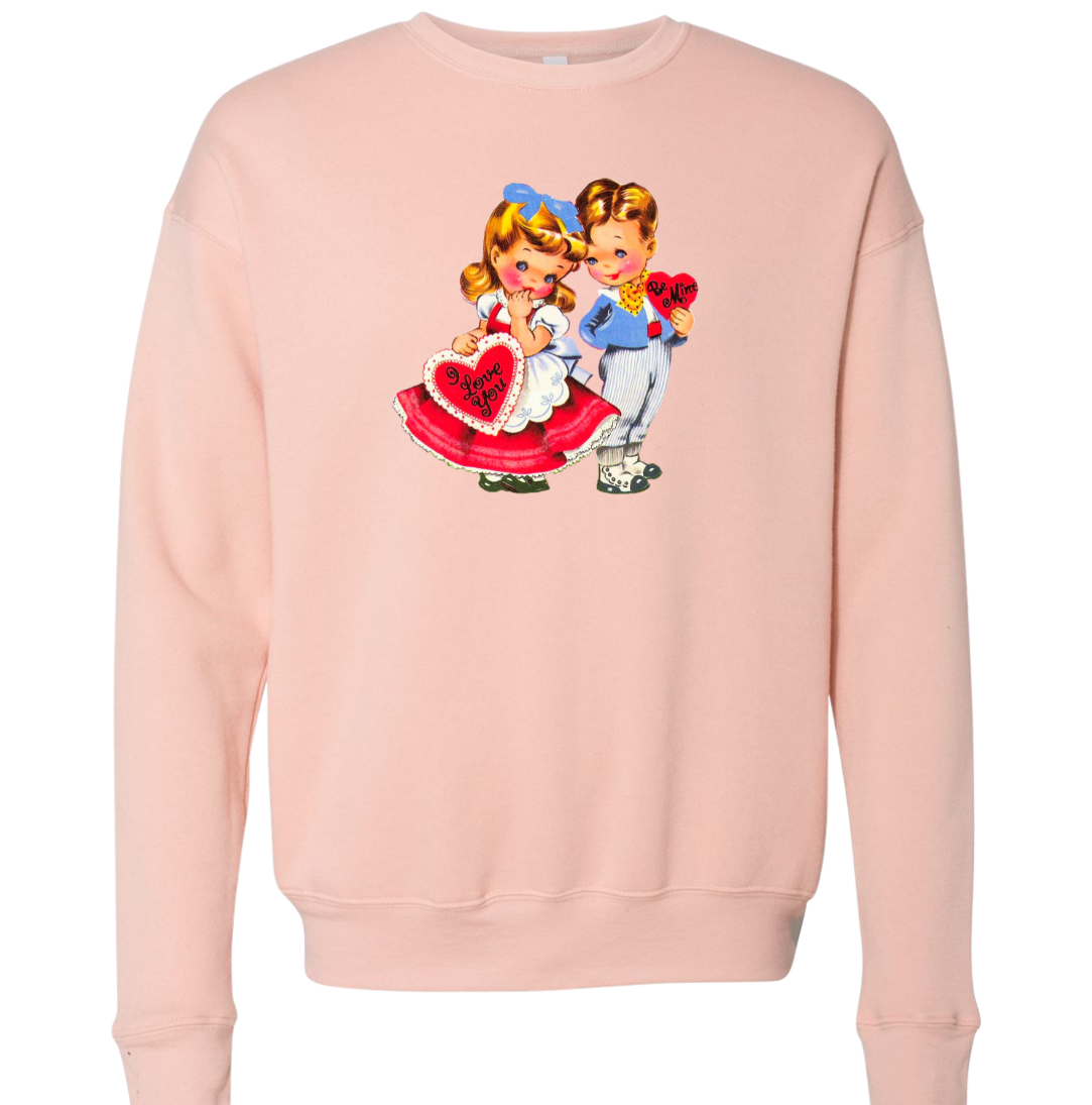 Retro Valentine Boy and Girl Dressing Festive dusty peach