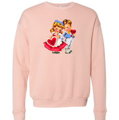 Retro Valentine Boy and Girl Dressing Festive dusty peach