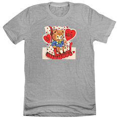 Vintage Valentine's Bear grey tee Dressing Festive
