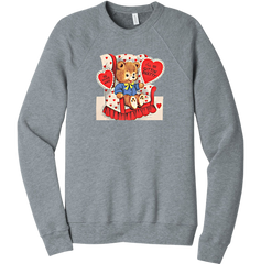 Vintage Valentine's Bear dressing festive grey crew