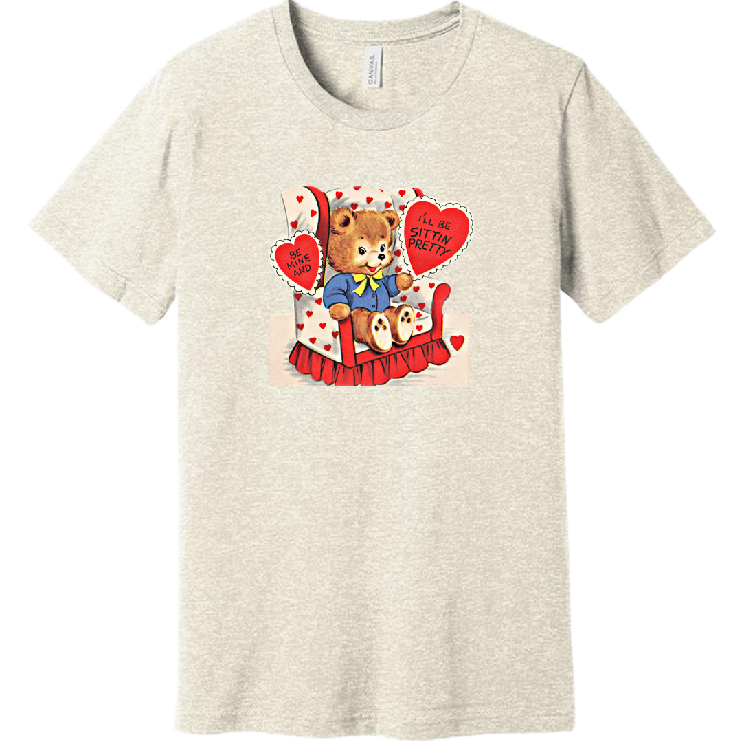 Dressing Festive Vintage Valentine's Bear oatmeal tee