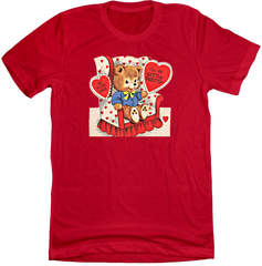Vintage Valentine's Bear dressing festive red tee
