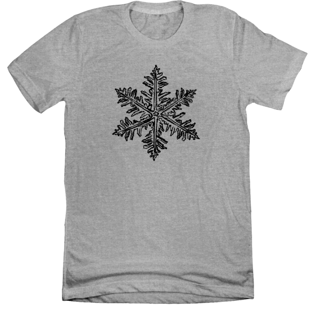 Distressed Snowflake Dressing Festive heather grey tee