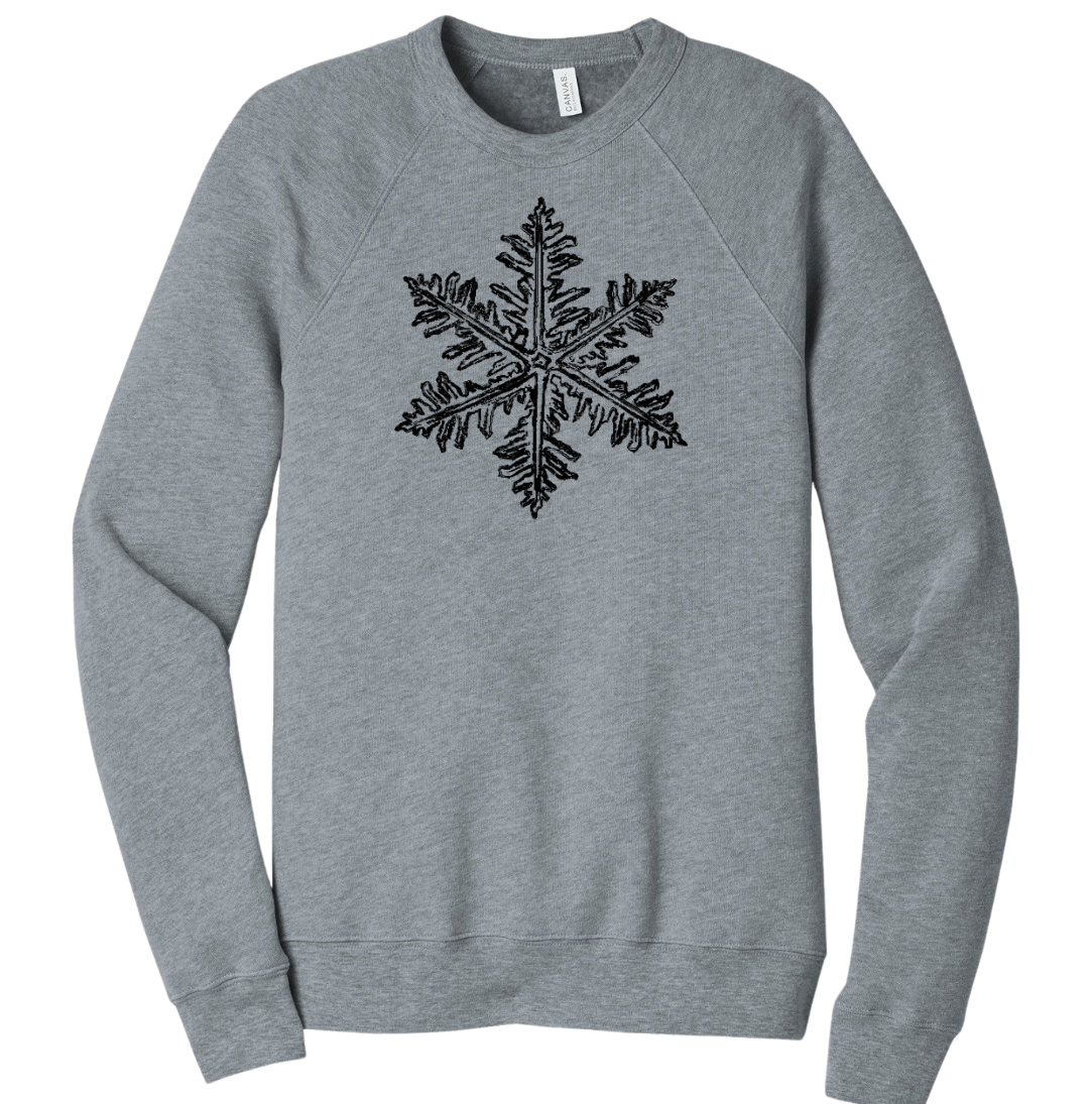 Distressed Snowflake Dressing Festive grey crew