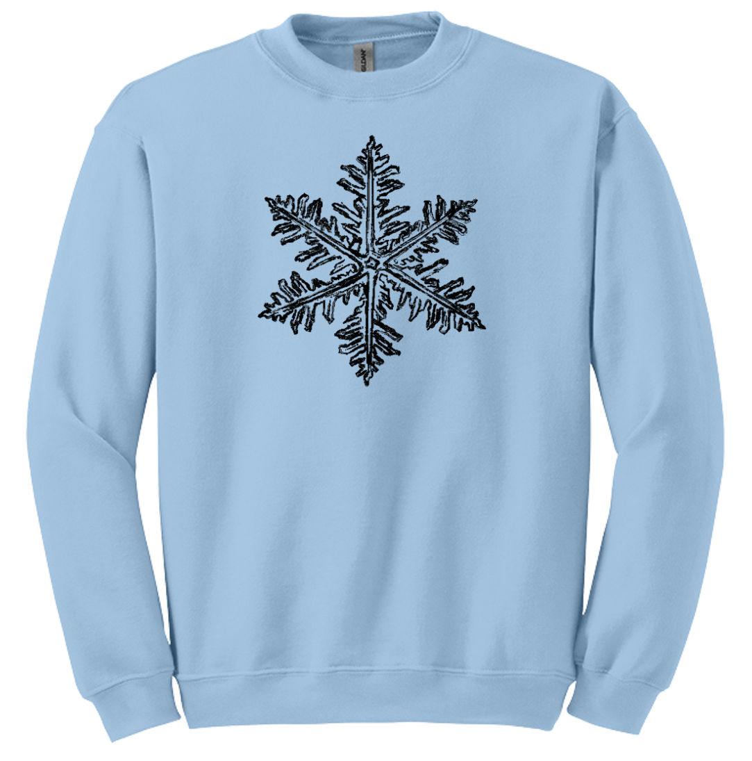 Distressed Snowflake Dressing Festive light blue crew