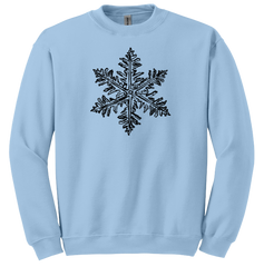 Distressed Snowflake Dressing Festive light blue crew