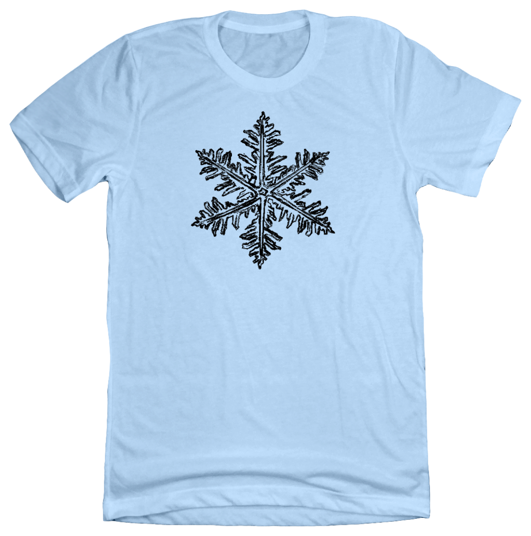 Distressed Snowflake Dressing Festive light blue tee