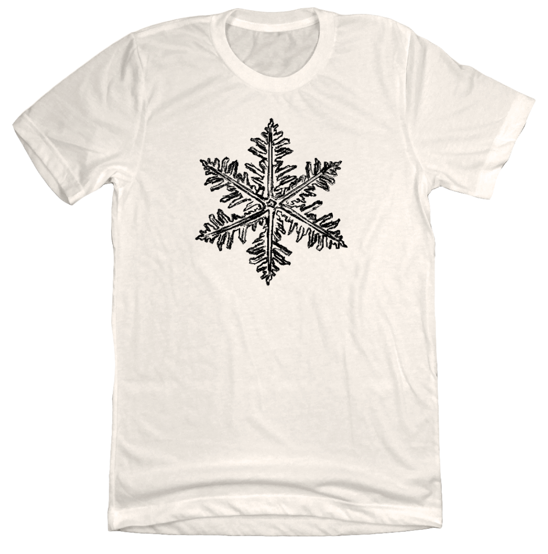 Distressed Snowflake Dressing Festive Natural white tee