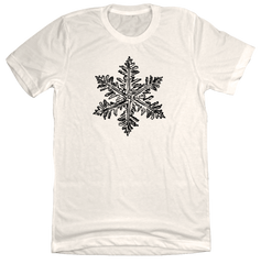 Distressed Snowflake Dressing Festive Natural white tee