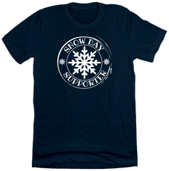Snow Day Supporter Dressing Festive navy tee