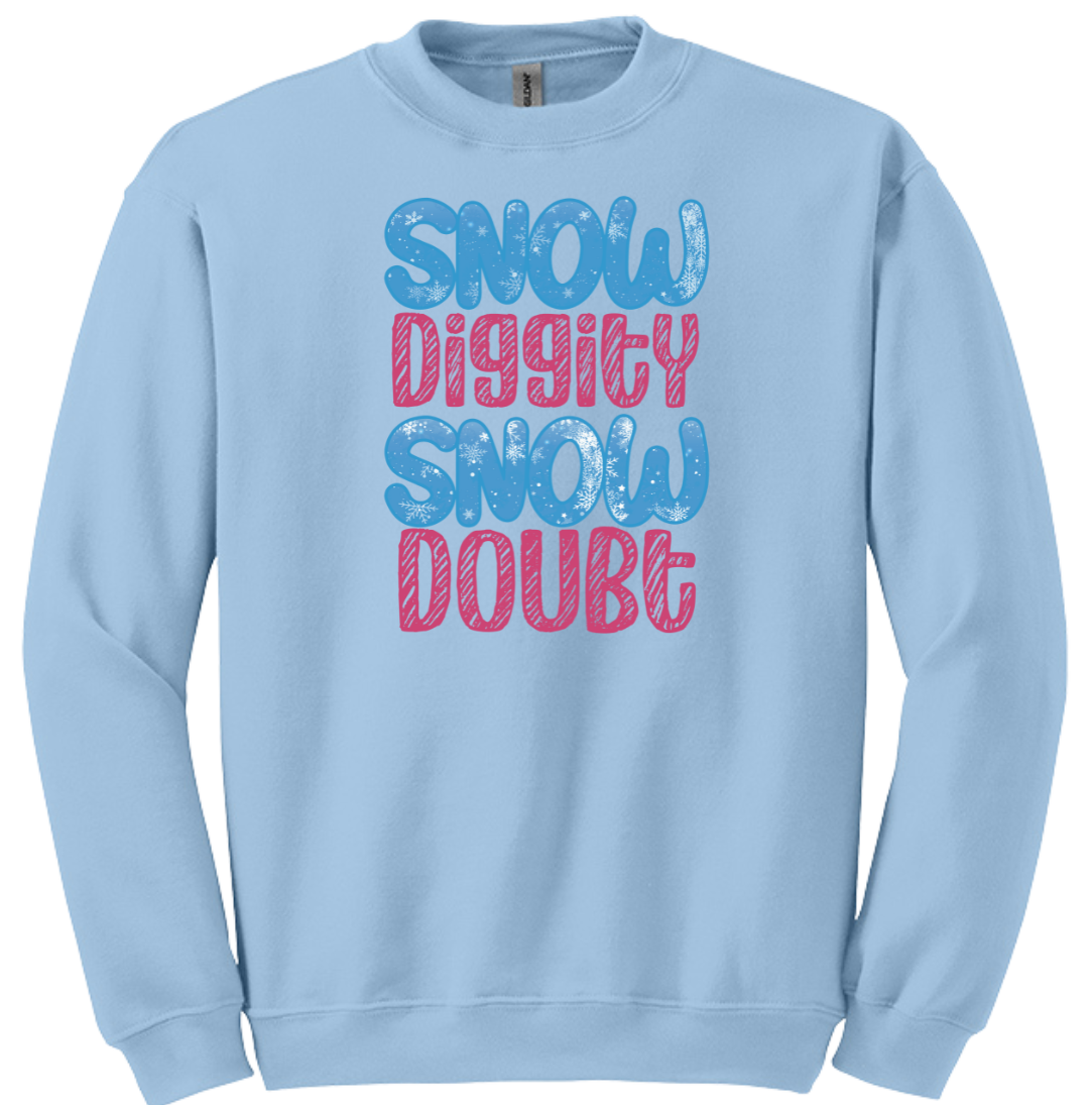 Snow Diggity Snow Doubt Dressing Festive light blue tee