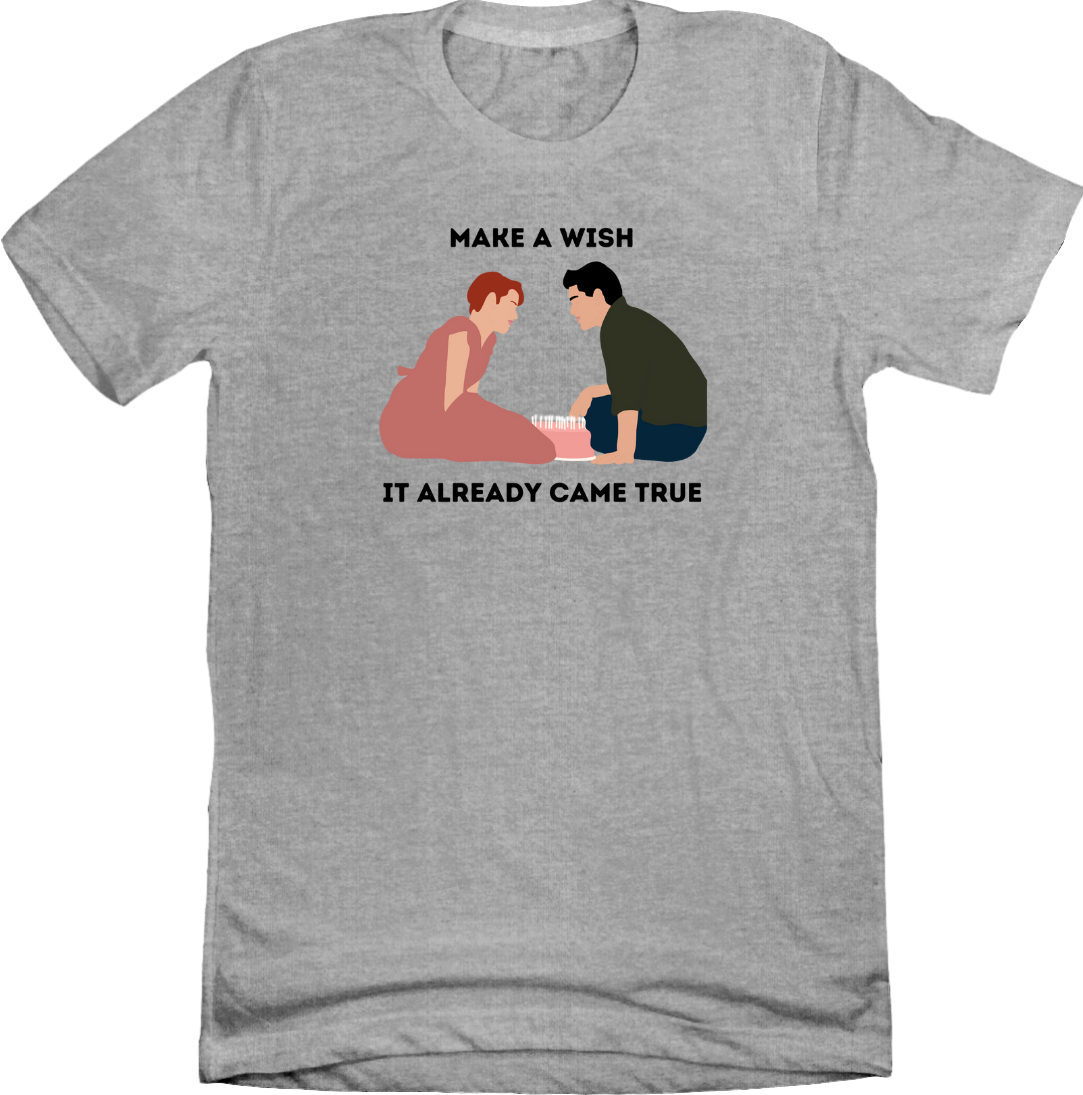 Dressing Festive Make a Wish grey tee
