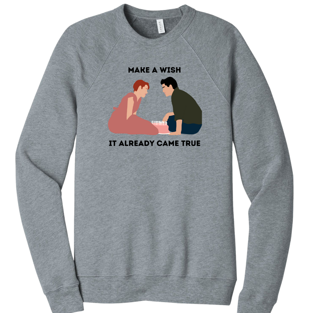 Dressing Festive Make a Wish grey crew