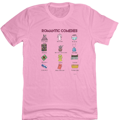 My Favorite Rom Coms Dressing Festive pink tee