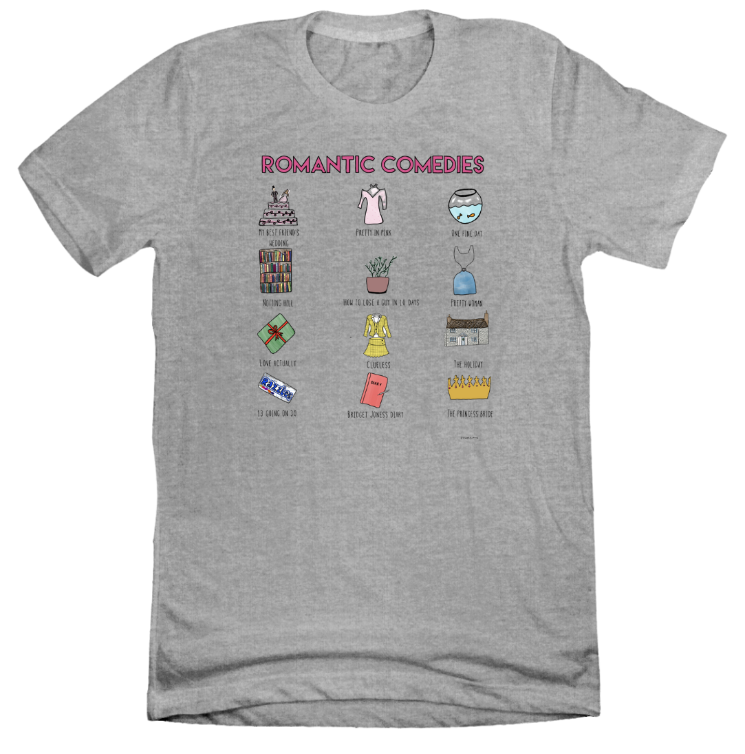 My Favorite Rom Coms Dressing Festive grey tee