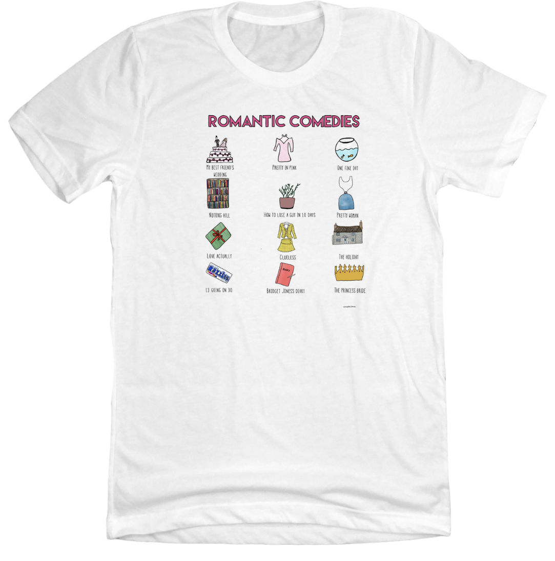 My Favorite Rom Coms Dressing Festive white tee