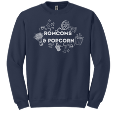 Rom Coms & Popcorn Dressing Festive navy crew