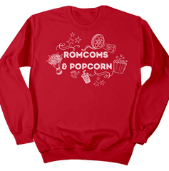 Rom Coms & Popcorn Dressing Festive red crew