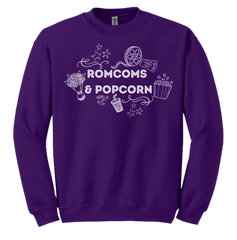 Rom Coms & Popcorn Dressing Festive purple crew