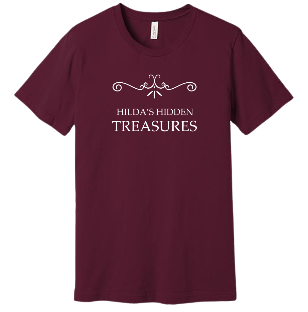 Hilda's Hidden Treasures Dressing Festive maroon tee