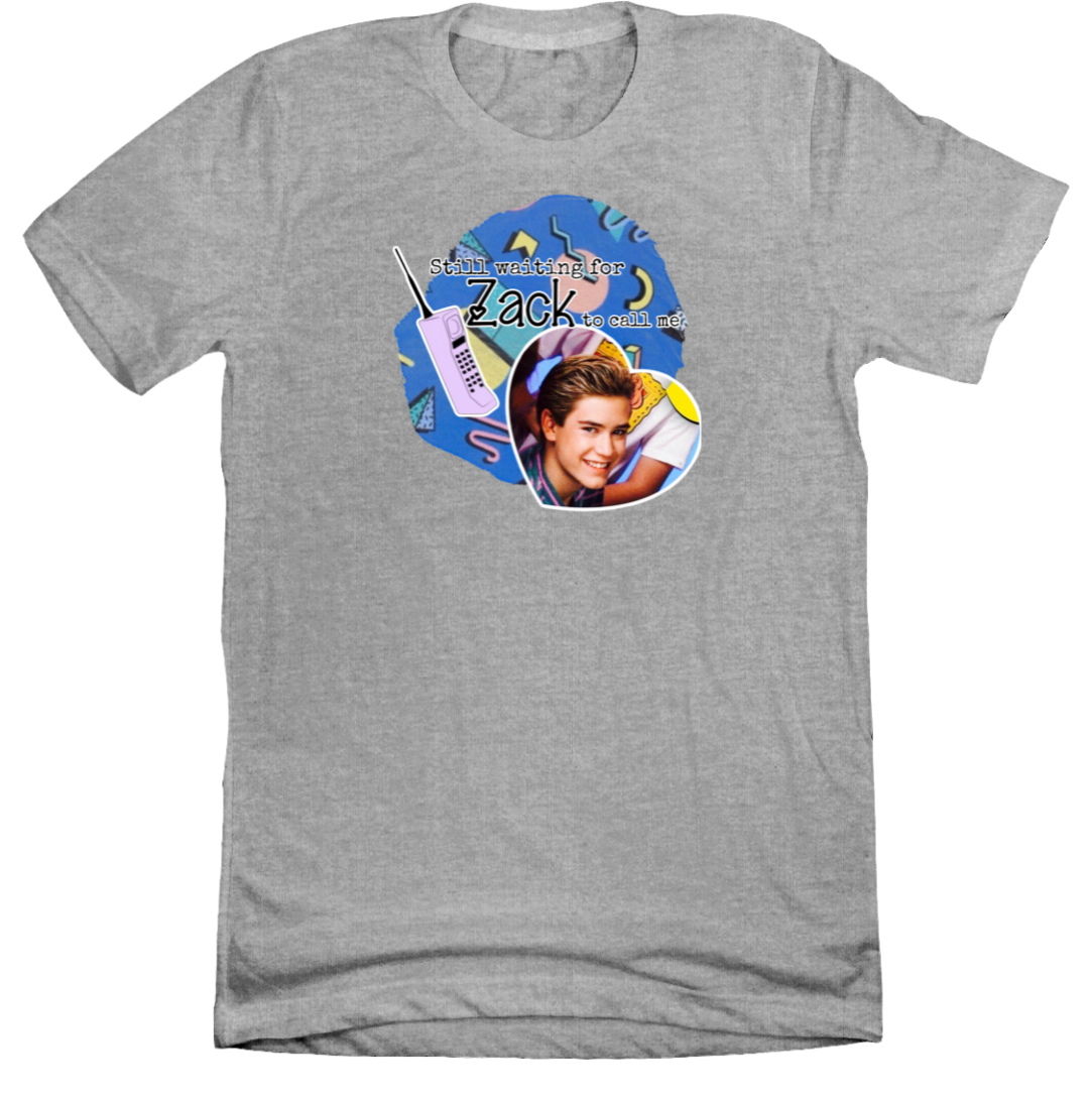 Still Waiting for Zack Morris Dressing Festive grey tee