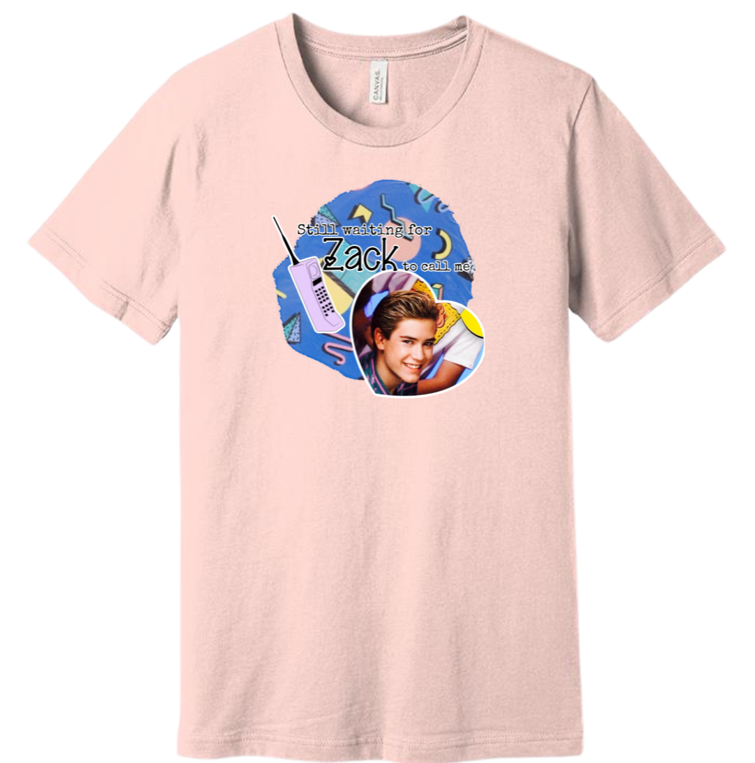 Still Waiting for Zack Morris Dressing Festive pink tee