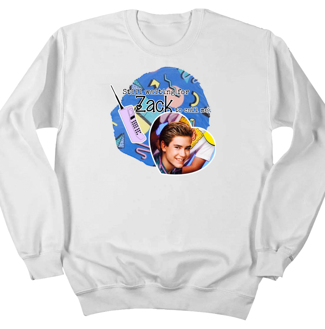 Still Waiting for Zack Morris Dressing Festive white crew