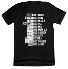 Black History Inspire Lead Fight Challenge Dressing Festive Black tee