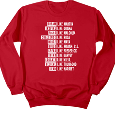 Black History Inspire Lead Fight Challenge Dressing Festive red crew